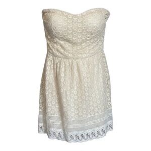 Wet Seal Cream & Beige Strapless Lace Dress Size Medium